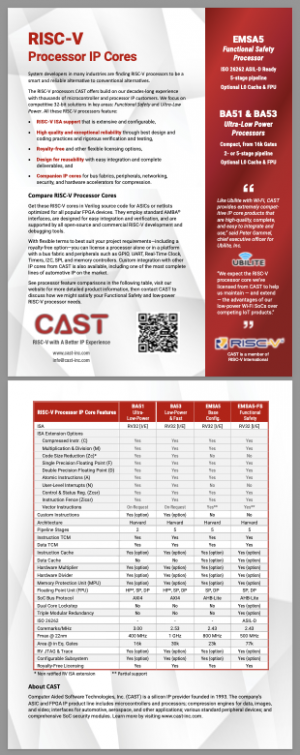 Comparisons of the RISC-V Processor IP Cores offered by CAST